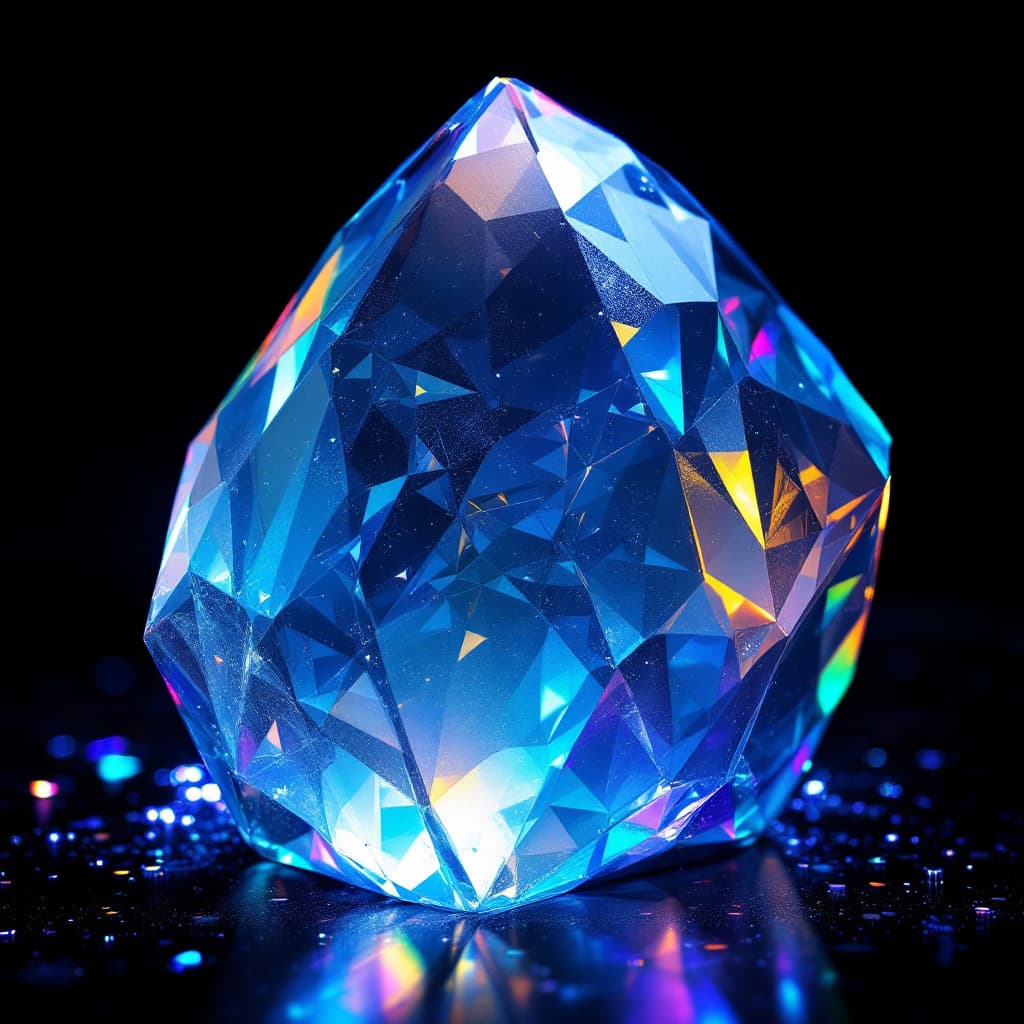 AI generated: Rare beautiful crystal, light refraction, intricate play of refracting colors, atmospheric lighting,...