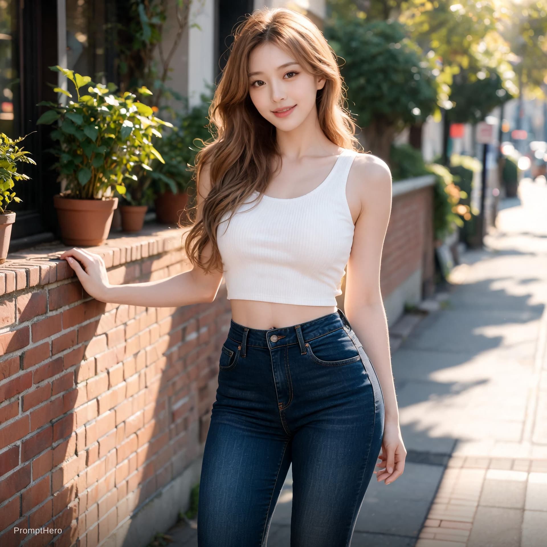 AI generated: Beautiful woman in tight jeans showing asd