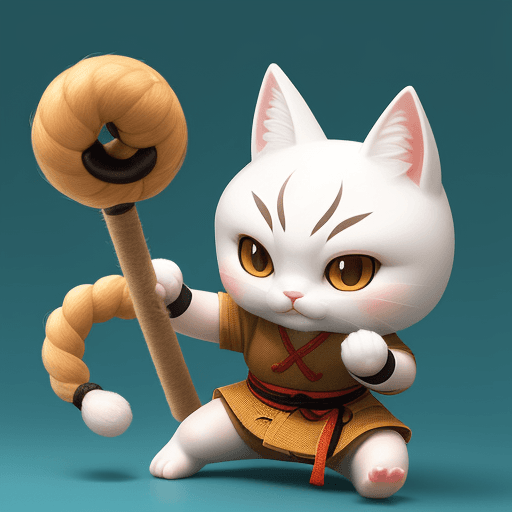 AI generated: Mačka, meč,kungfu