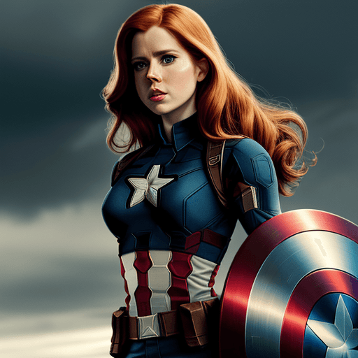 AI generated: Amy Adams,  (as captain america),