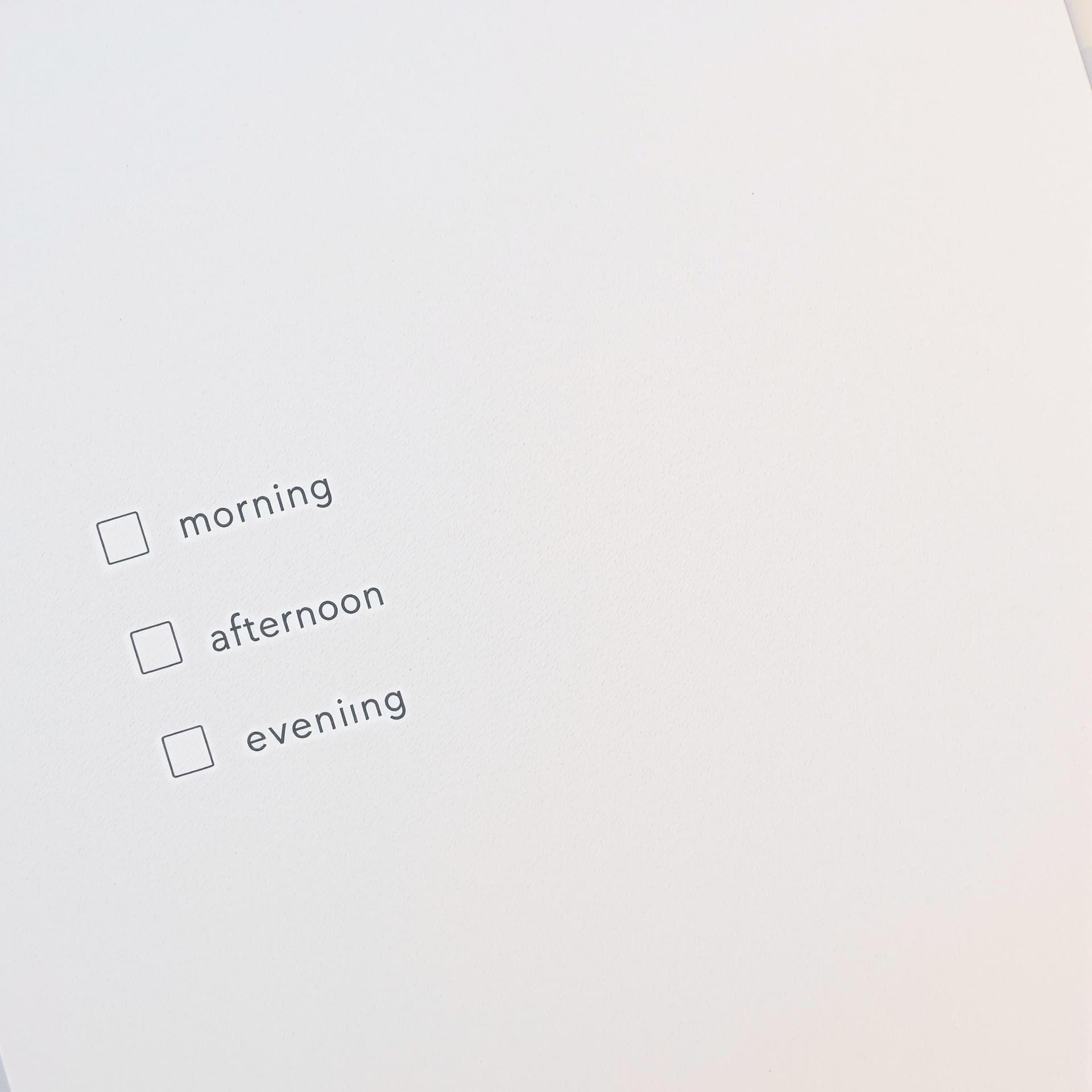AI generated: A simple checklist or calendar with small icons for morning, afternoon, and evening practices Catego...