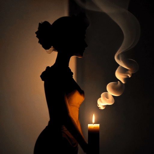 AI generated: Is that a woman's silhouette formed by the smoke of the candle