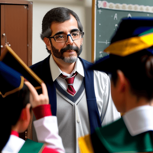 AI generated: profesor enseñando en colegio a alumnos