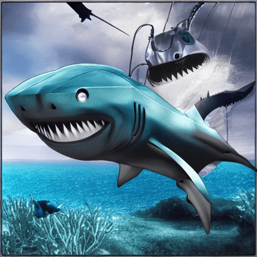 Stable Diffusion prompt: Robot shark 