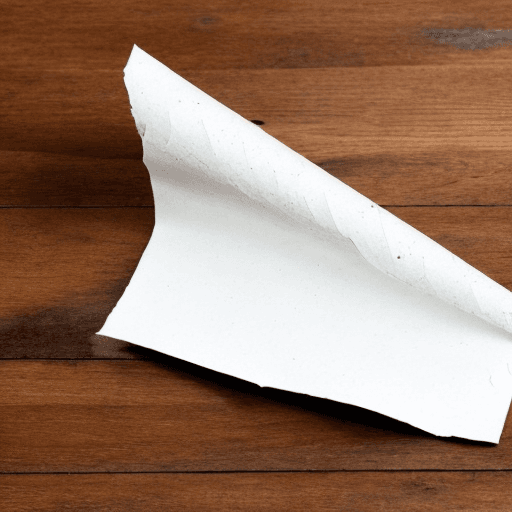 AI generated: single piece of crushed white paper on a wooden floor

