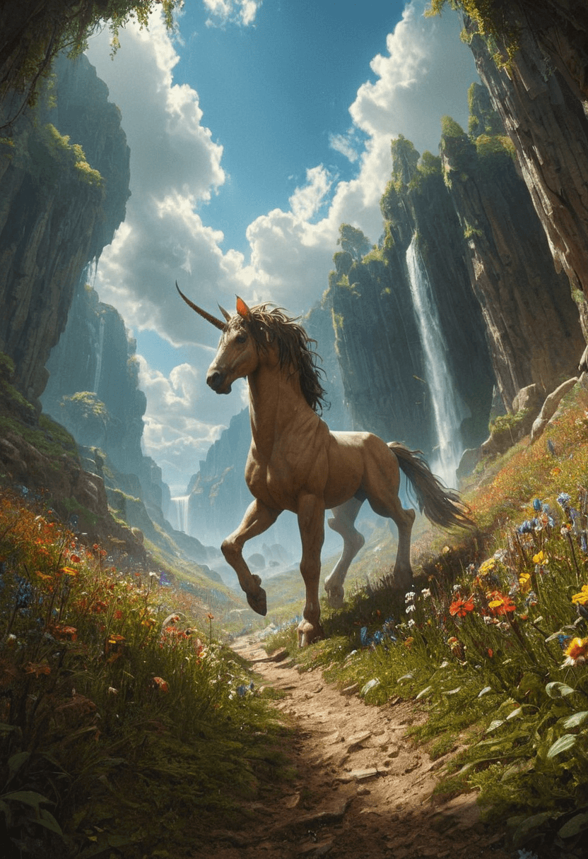 AI generated: realistic, highres, <lora:Fantasy_Monsters_XL:1>,A centaur walking through a dense, magical forest a...