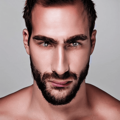 AI generated: 150mm portrait prompts, perfect face, A beautiful man with an oval face with a hawk nose.  High fore...