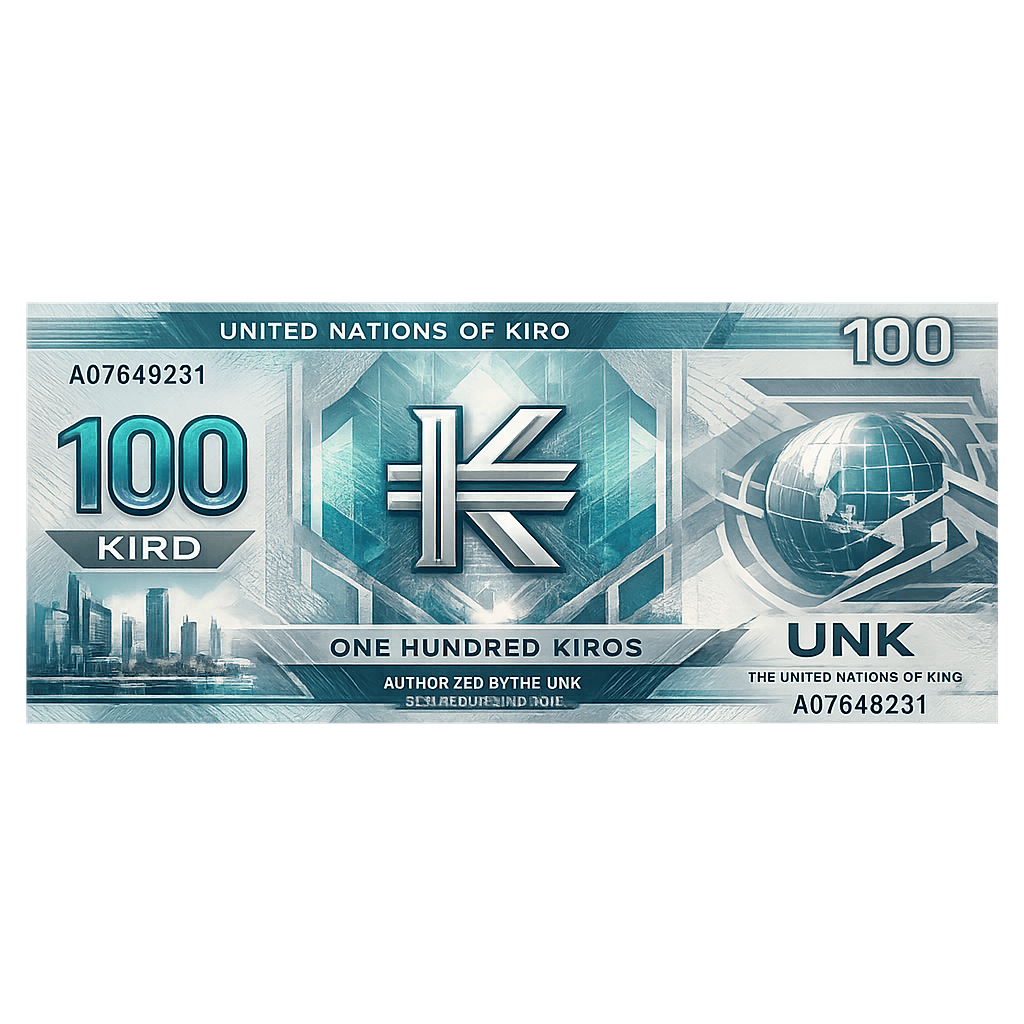 AI generated: Create a bill with the symbol that looks like a "K" with two horizontal lines crossed through it wit...