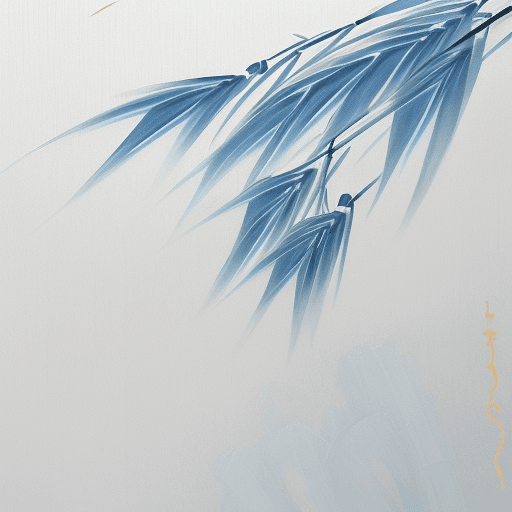 AI generated: blue bamboos on a white canvas :: traditional chinese style painting :: blue ink only :: --ar 9:16