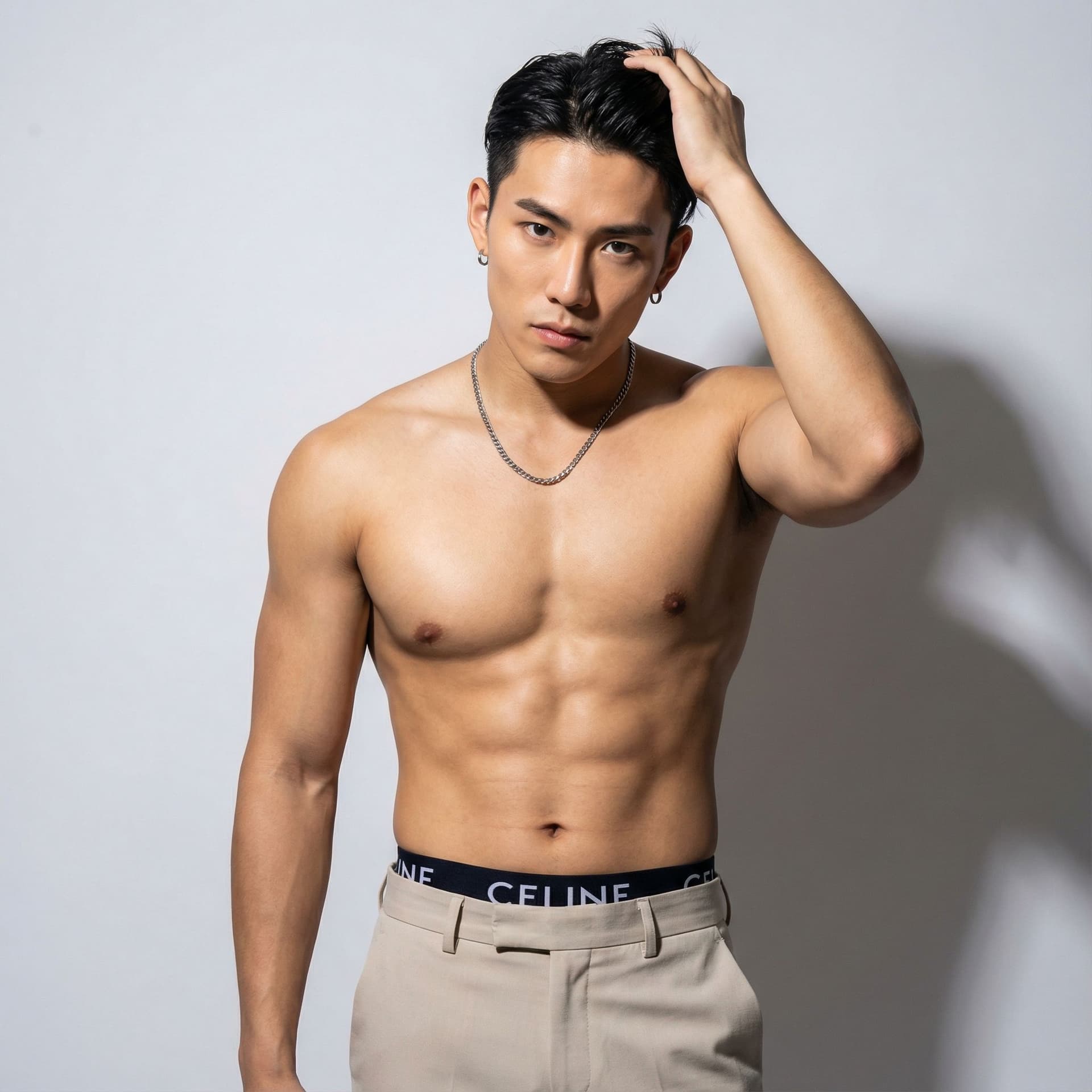 AI generated: "A striking and handsome young Asian man, in his mid-20s, with a perfectly chiseled and athletic phy...