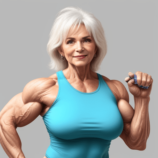 AI generated: Buff 70 year old woman