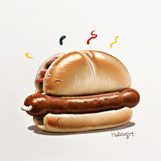AI generated: hot dog bun pulls away from sausage, humanized bun and sausage, drawing, cartoon, children's, funny,...