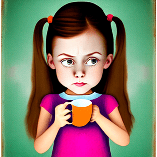 AI generated: puzzled girl holding a cup upside down