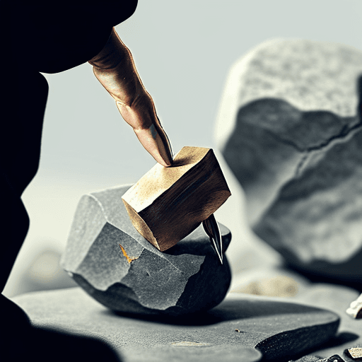AI generated: a man who tried for a long time, was able to hammer a nail into a stone