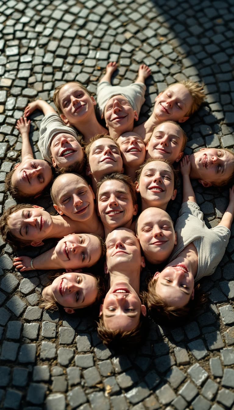 AI generated: This surreal and visually disorienting portrait is tightly framed in a vertical format, showing a di...