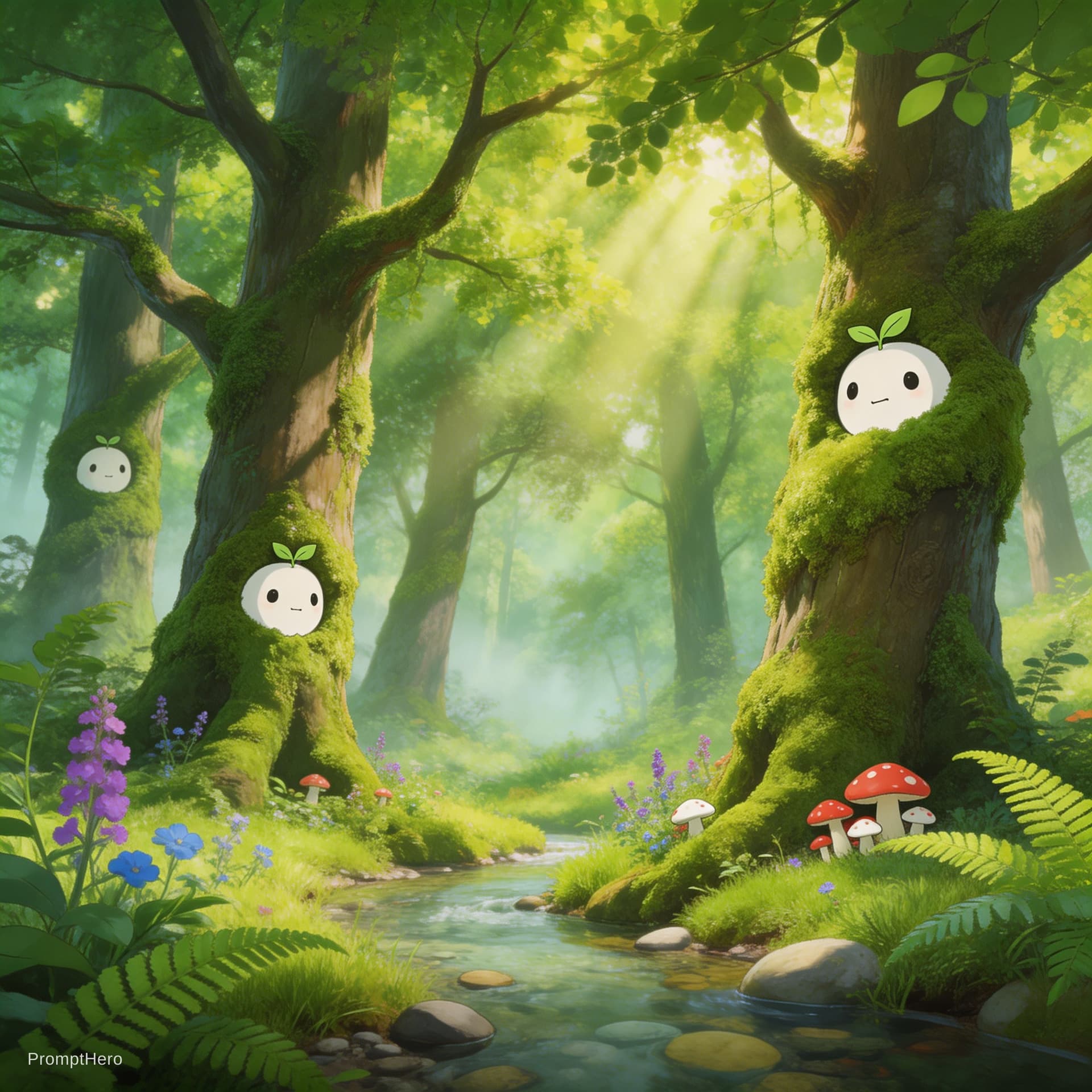 AI generated: Studio Ghibli style forest scene