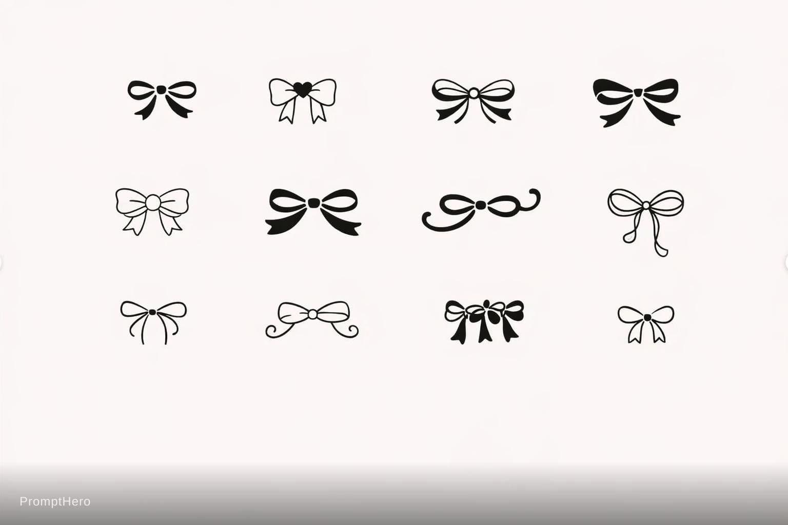 AI generated: "Minimalist black line art + selective solid fill SVG sheet with exactly 10 tiny to small coquette b...