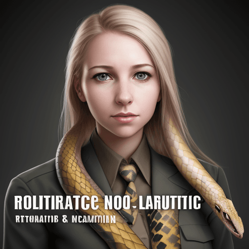 AI generated: Female, realistic, young, inspiring, libertarianism, politics, snake, education, no text, no signs