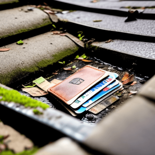 AI generated: abandoned wallet in gutter