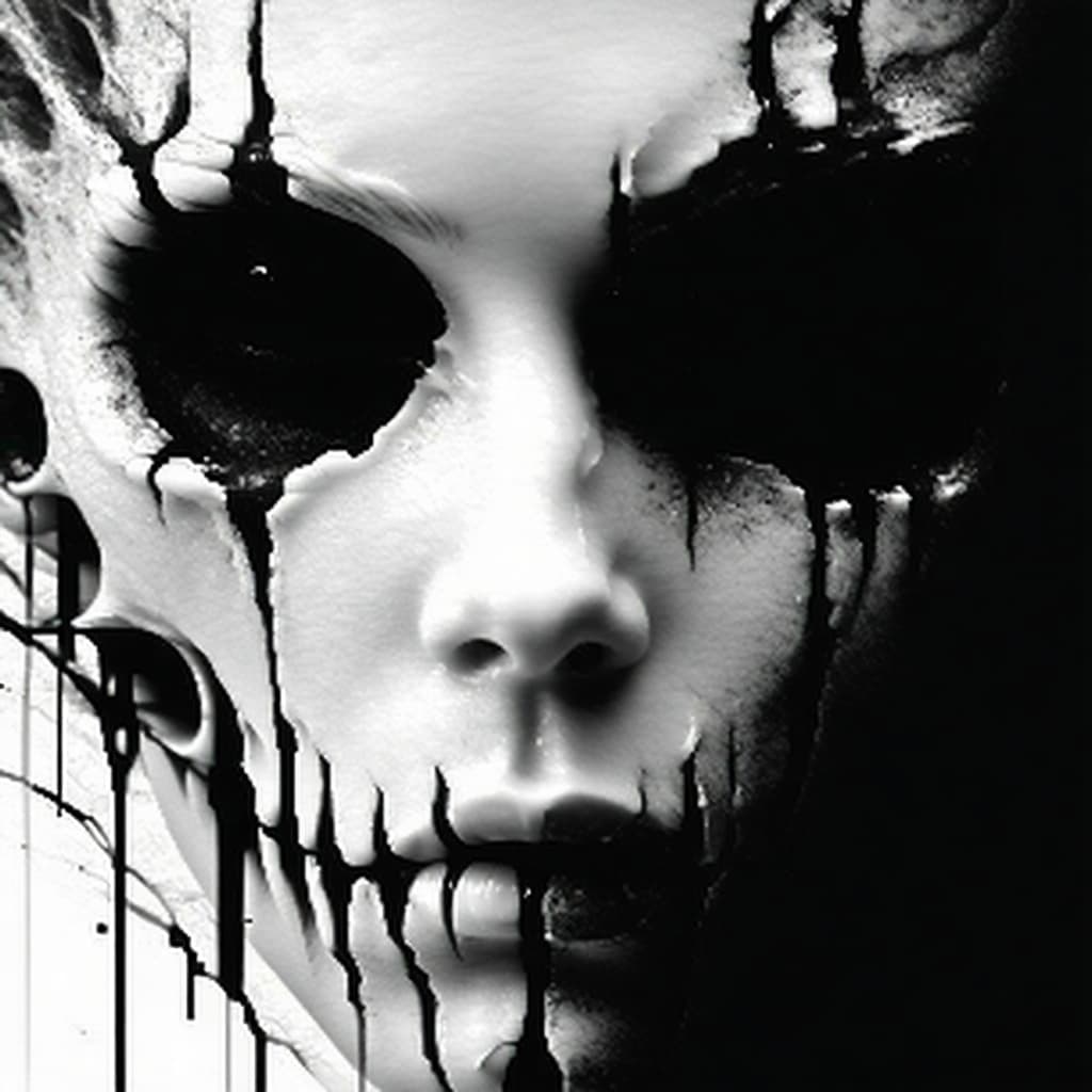 AI generated: Capture the haunting gaze of a creature with hollow eyes, devoid of humanity. Use shadows to deepen ...
