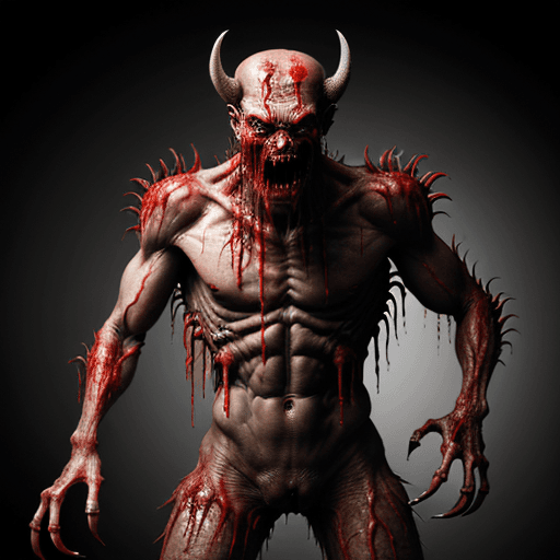 AI generated:  high quality foto of a bloody monster from energy, 8k, long fingers,  