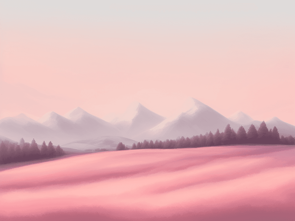 AI generated: On a minimalist Valentine's Day landscape background, we see a tranquil meadow in a soft, pastel hue...