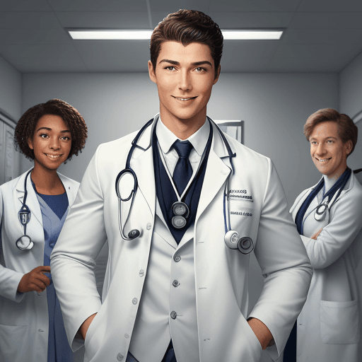 AI generated: Christiano Hallack in photograph quality, self-confident doctor who is loved by both his students an...