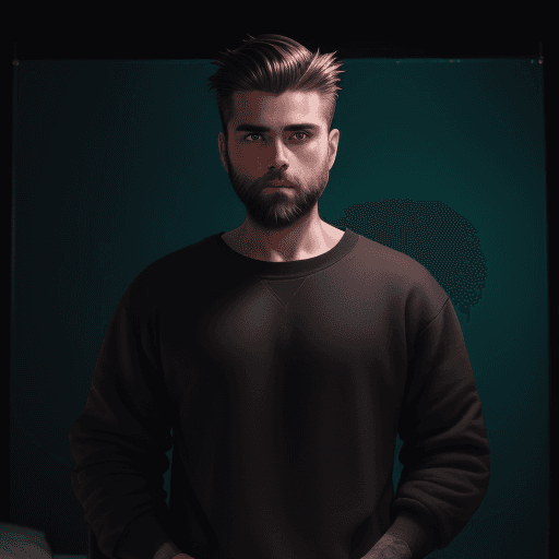 AI generated: RAW photo, male, 30s, brown hair with gel, small beard, white skin, standing, looking straight ahead...