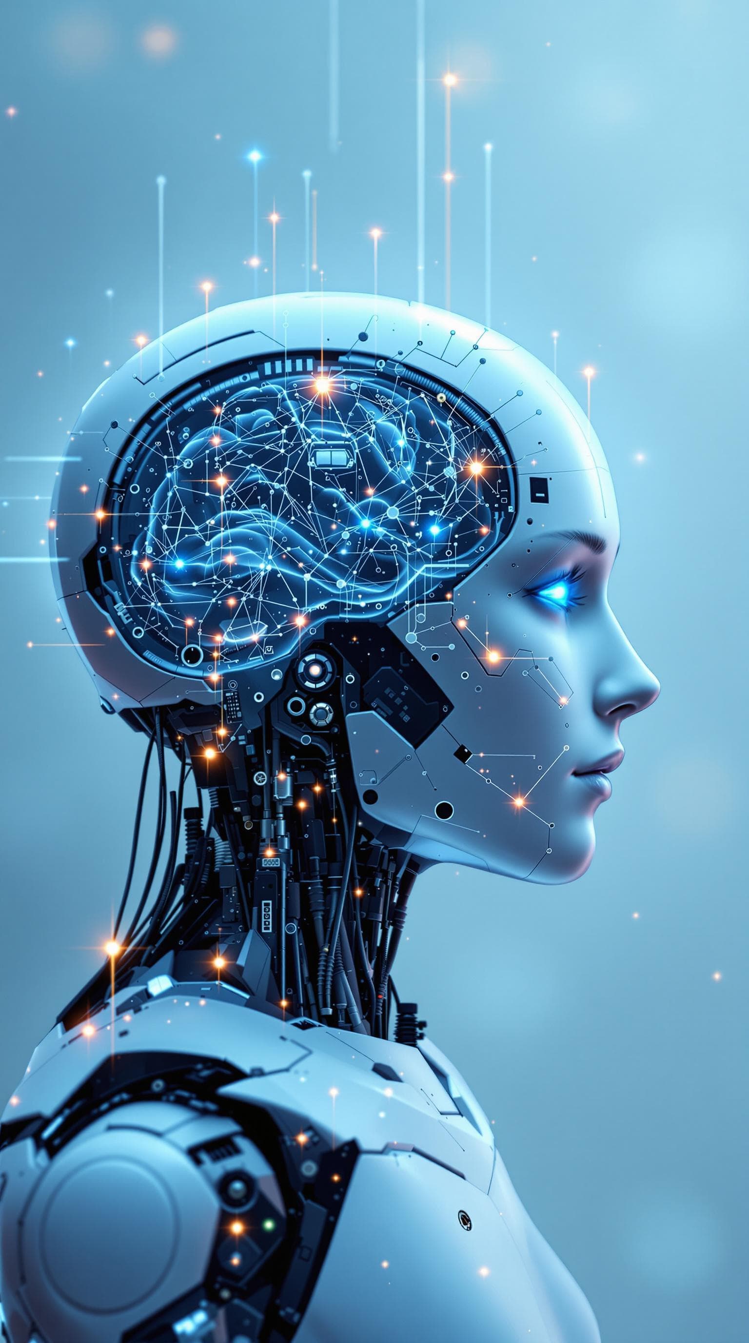 AI generated: Ai bot controlling human brain clean background