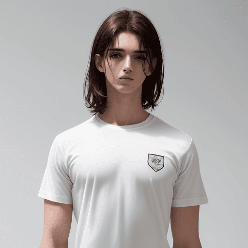 AI generated: Una camiseta blanca básica de manga corta y cuello redondo, colocada en un modelo de medio cuerpo en...