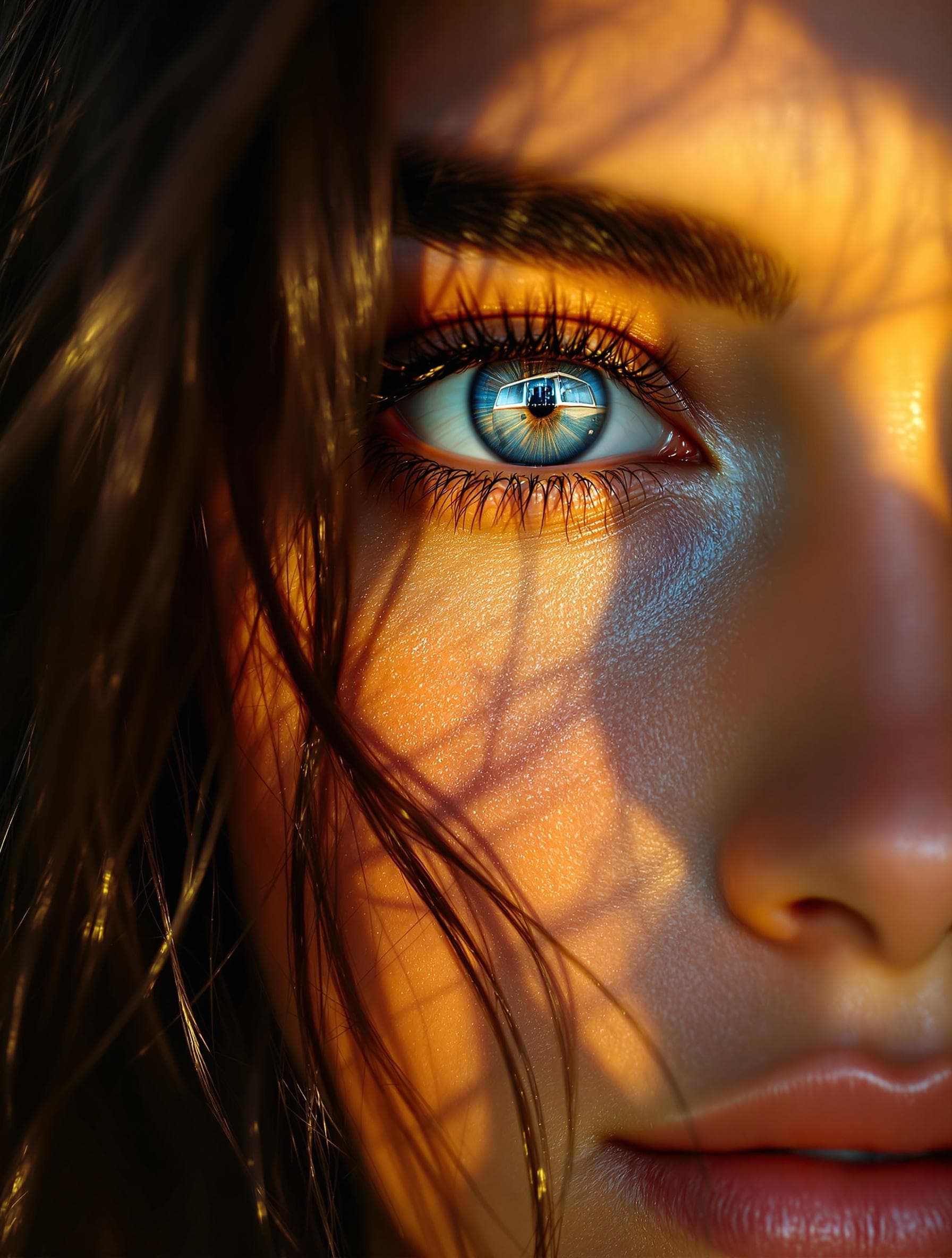 AI generated: a photo realistic,   photo of a beautiful Brazilian dark haired woman's complete,  full face and and...