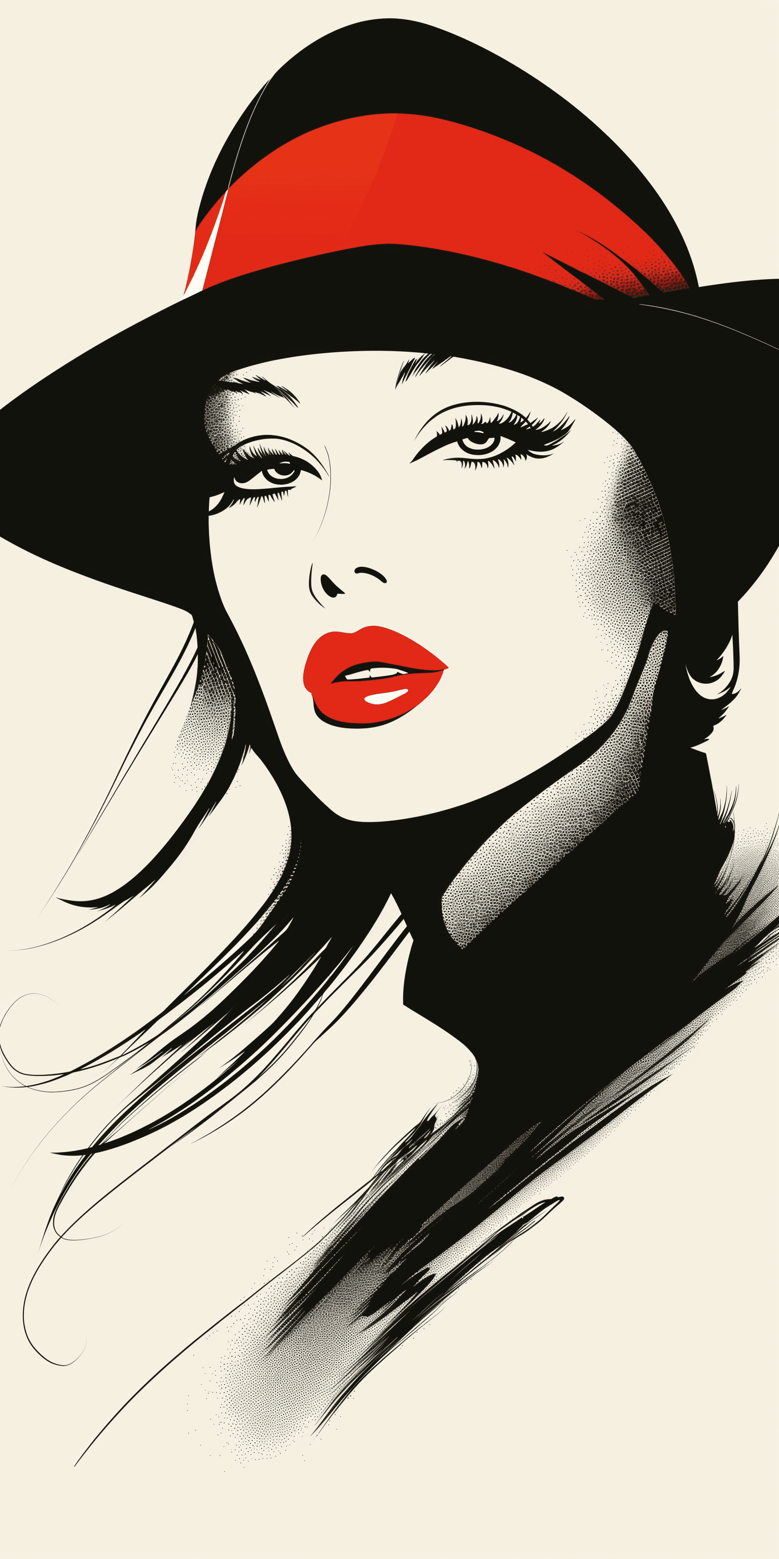 AI generated: fashion illustration, elegant and beautiful face, in the style of René Gruau --ar 1:2