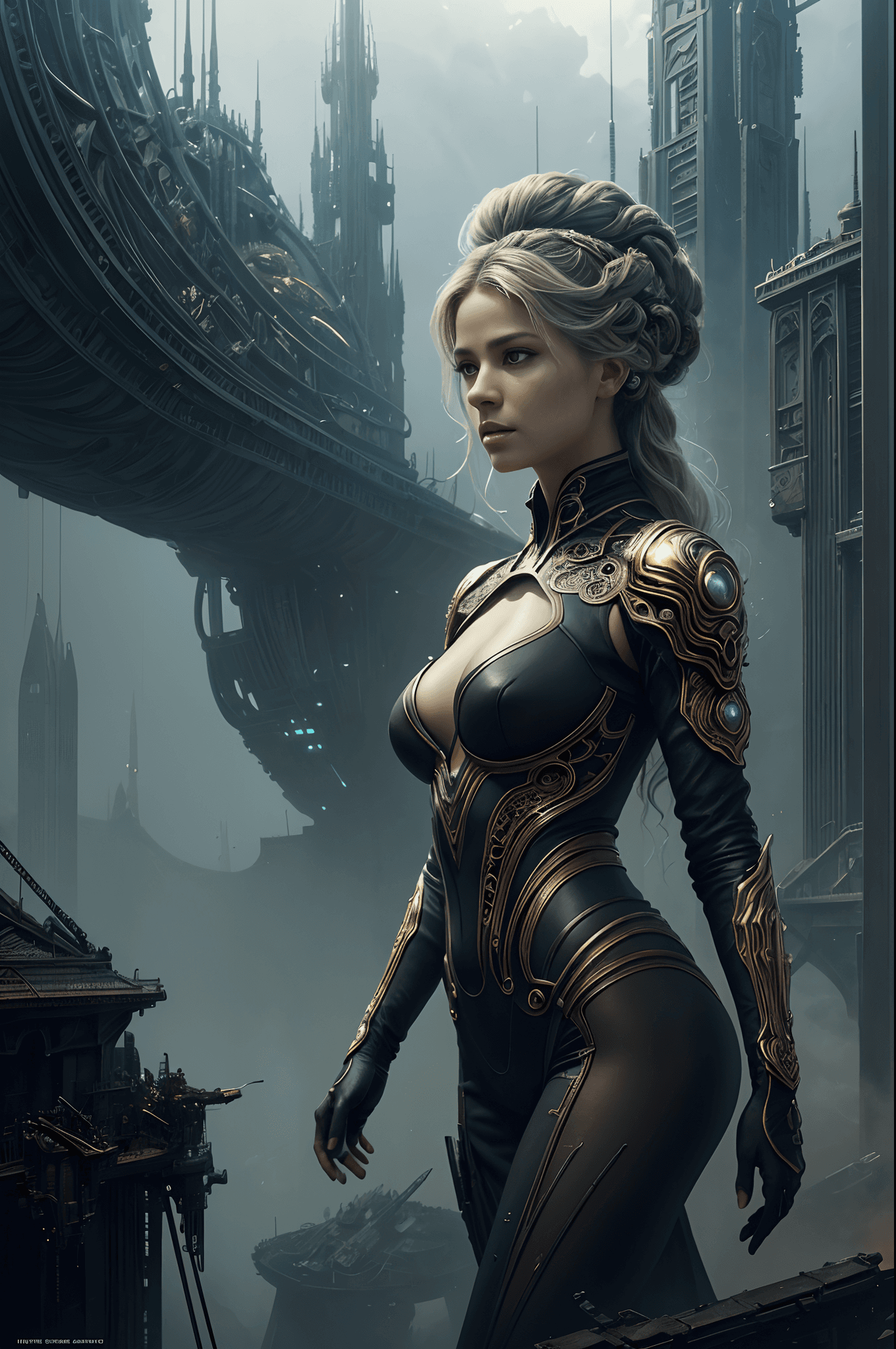 AI generated: olpntng style, Lovely white erotic princess of plant beautiful body, face of Shakira, scifi, futuris...