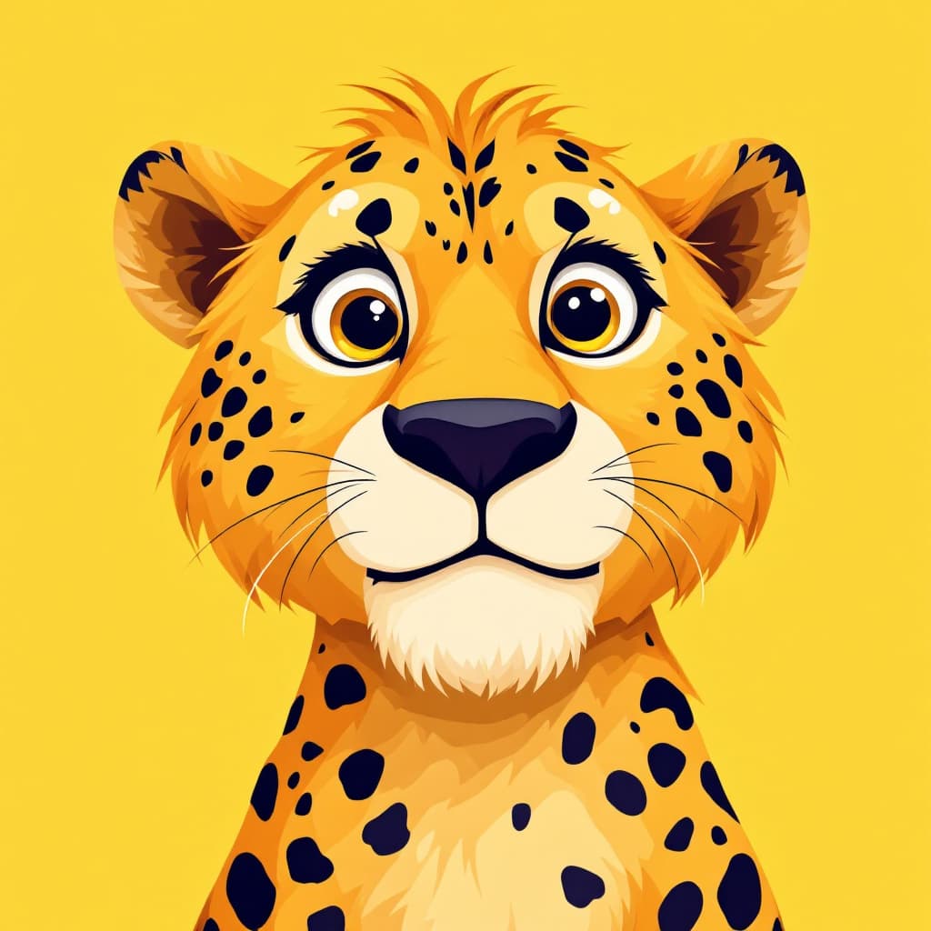 AI generated: illustration, vector cartoon-style, lion 's face, zoom in, expressive eyes and a playful demeanor, t...