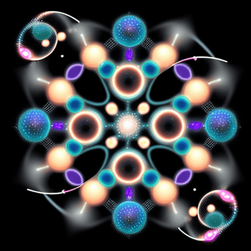 AI generated: The Nanoparticle Swarm - A mesmerizing phenomenon of luminous particles, swirling in an ever-changin...