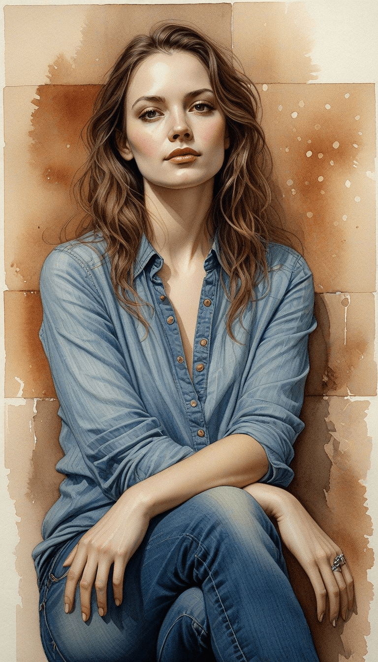 AI generated: An image of a pencil sketches, digital illustration, contemplative watercolor painting of a woman se...