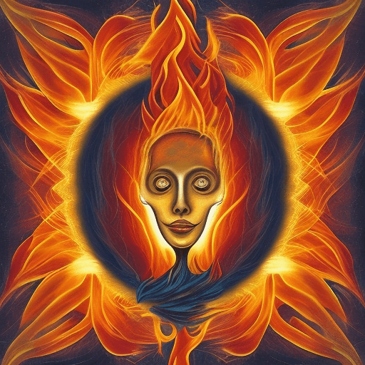 AI generated: a flame that comes to life as an expression of a human soul that has reached a state of consciousnes...