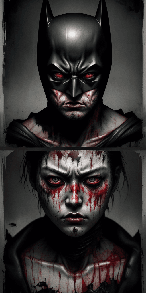 AI generated:  silent hill style, Overlay Japanese gorecore type. A 16k poster with of Batman extremely detailed e...
