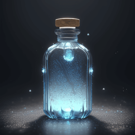 AI generated: Bottle is shimmering and glimmering. Bottled trans essence. Bottle is centered in the image. photore...
