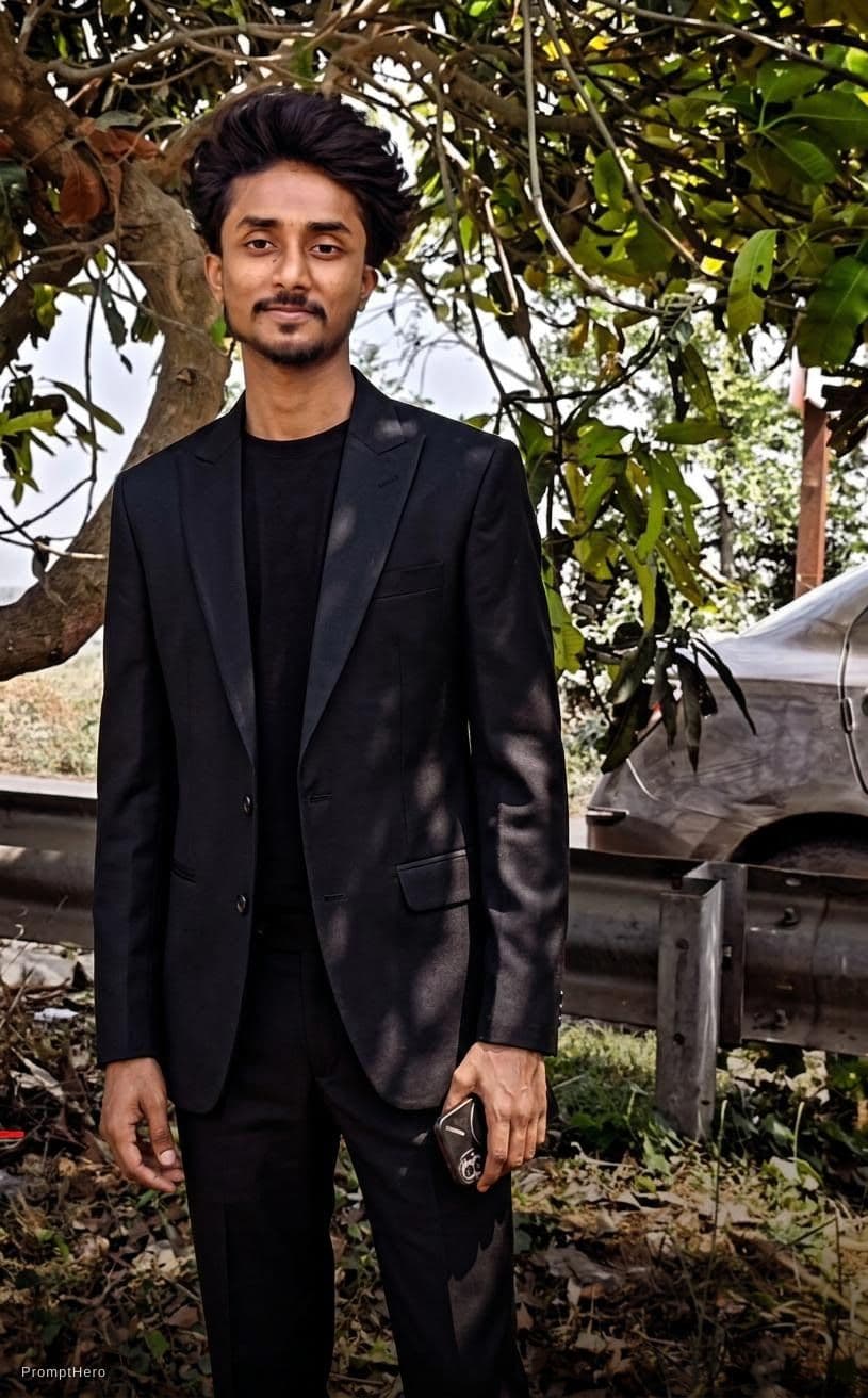 AI generated: Black italian bespoke suit with black undershirt 