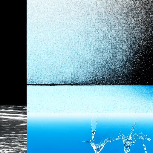 AI generated: water being thrown out from left to right of the image.  no floor or horizon. silhouette.