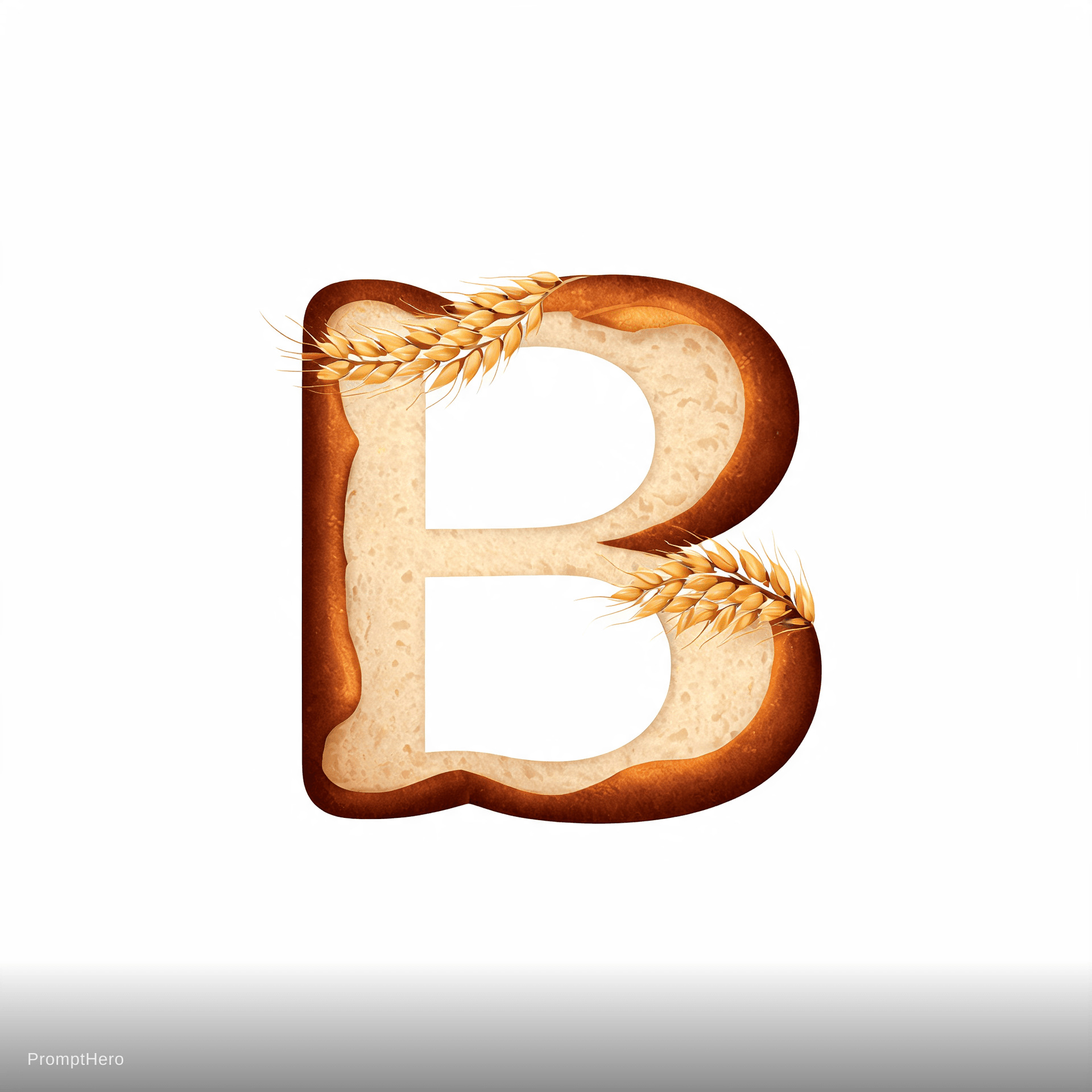 AI generated: Create an elegant luxury logo for "B for Big Bakery". Design the letter B using artisan bread curves...