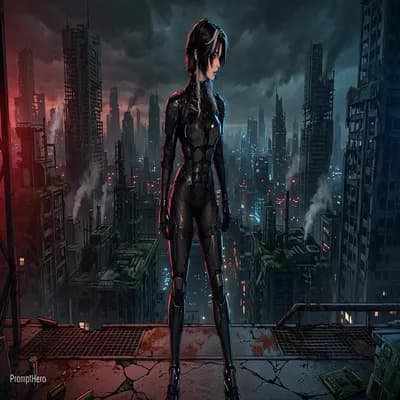 AI generated video: a woman standing over the balcony