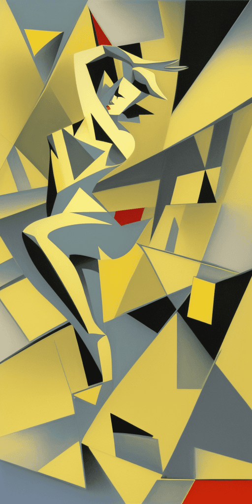 AI generated: (16k4d art rfktrstyle Half a pound of tuppenny rice), Cubist Angles, (Dynamic Pose)