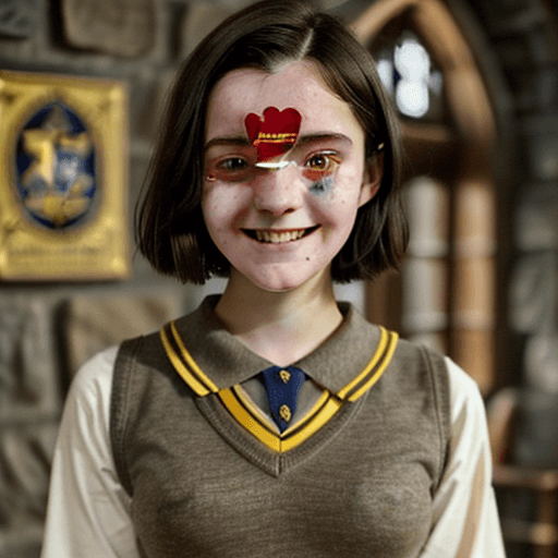AI generated: hogwarts legacy, poppy sweeting, 18 years old, 4 feet tall, beautiful face, collar-bone, perfect bod...