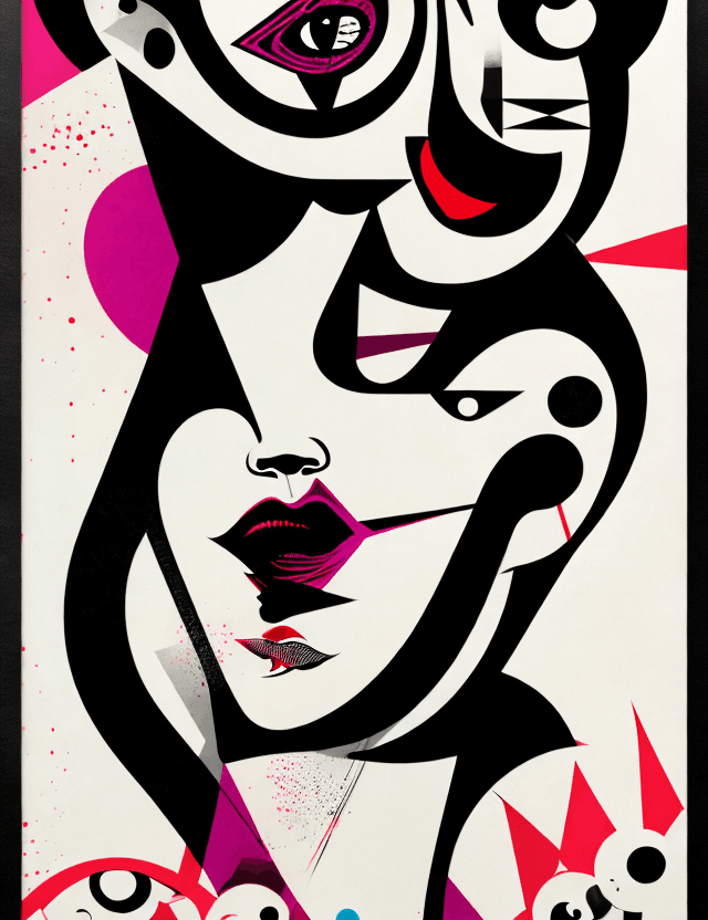 AI generated: Unapologetic, Perfectcore, bizarre, freaky graphic poster, lust, futuristic, strong graphic, line, B...