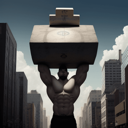 AI generated: Create a cover art for a rap song named "Flow Pesao", depicting a Latin white thin guy facing a big ...