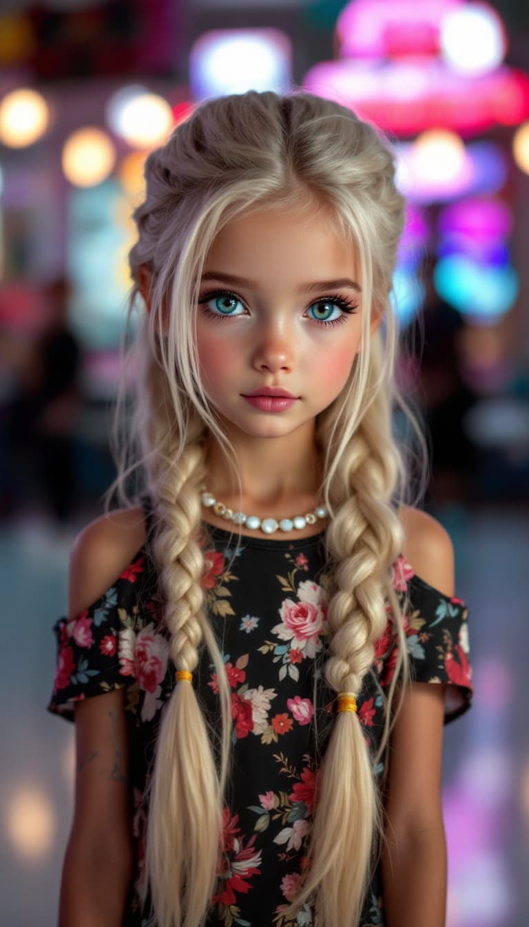 AI generated: a professional photo of a exceptionally of the most beautiful American girl in the world, (age 7), (...
