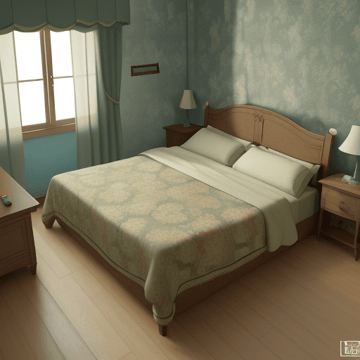 AI generated: bed room design by Vincent Van Gogh, 4d, super detail, realistic