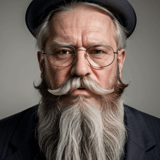 AI generated: The image features an older man, a long white beard and mustache,  He has a stern expression, giving...
